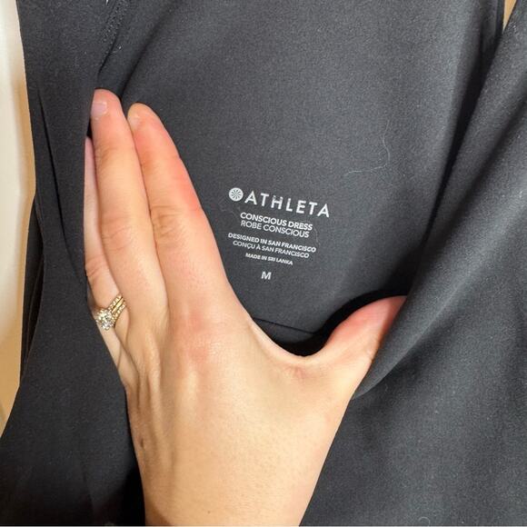 Athleta Conscious Dress Black Tank Pockets Stretch Mini Active Size Medium - Picture 6 of 8